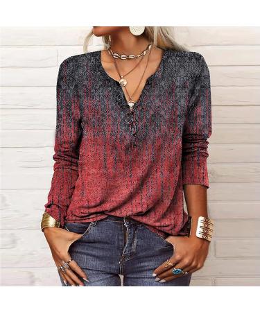 Floral Print Plus Size Women's Summer Top - Wine Boho V Neck Shirt - Buy Online on GoSupps.com