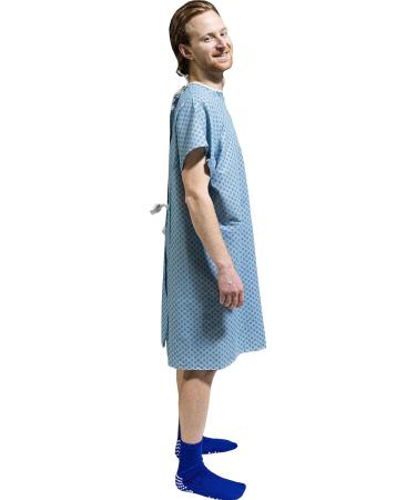 4PK Men's Deluxe Hospital Gown Set - Size M/L, Soft & Comfortable, Blue - Buy Online on GoSupps.com