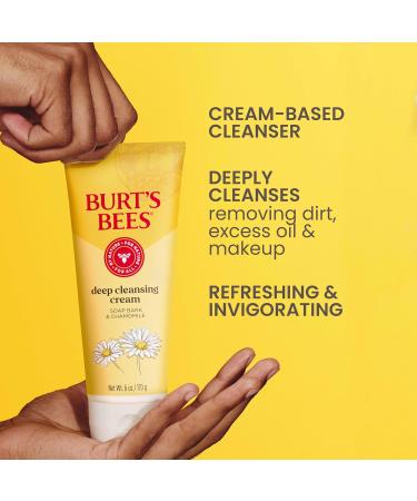 Burt's Bees Face Wash Deep Facial Cleansing Cream College Back to School Dorm Essentials All Natural Cleanser with Chamomile 6 Ounce (Pack of 3) (Packaging May Vary) - Buy Online on GoSupps.com