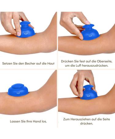 Purava Silicone Cupping Set for Fascia & Trigger Points - 4 Blue Suction Bells for Deep Tissue Massage Pain Relief & Improved Circulation (6.6x5.1cm) - Buy Online on GoSupps.com