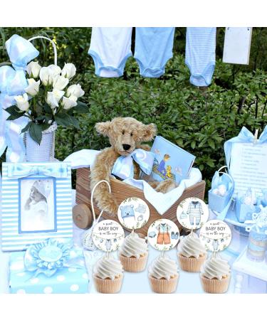 kreat4joy 36pcs Baby Shower Cupcake Toppers Boy Baby Clothes Shower Decorations Boy Baby Shower Cupcake Toppers A Sweet Baby Boy Is On The Way Gender Reveal Birthday Theme Party Supplies Blue - Buy Online on GoSupps.com