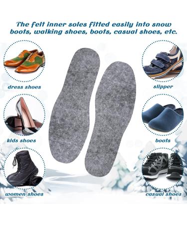 10 Pairs Wool Felt Insoles - Warm Winter Boot Inserts for Men & Women | Gray Shoe Liners Size 6/7 - Buy Online on GoSupps.com