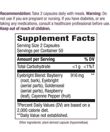 Nature's Way Eyebright Blend 916mg - 100 Vegan Capsules for Eye Health - Buy Online on GoSupps.com
