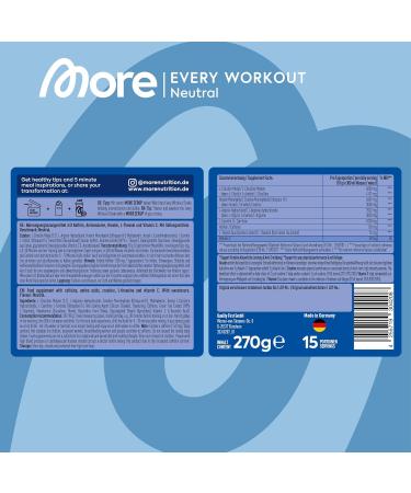MORE Every Workout Neutral Pre Workout Booster 270g | Vegan Laboratory Tested Tasteless - Boost Motivation Focus & Performance - Buy Online on GoSupps.com