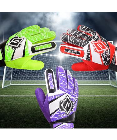 Buy Herenear Children's Goalkeeper Gloves | Junior Football Gloves with Fingersave | Non-Slip Grip & Red Design - Buy Online on GoSupps.com