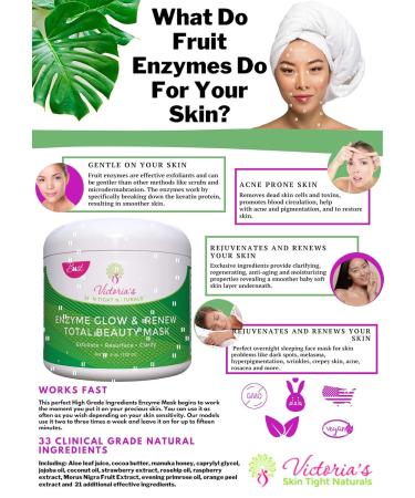 Victoria's Body Shoppe Fruit Enzyme Glow Mask | Anti-Wrinkle Revitalizing Skincare | Total Beauty Solution - Buy Online on GoSupps.com
