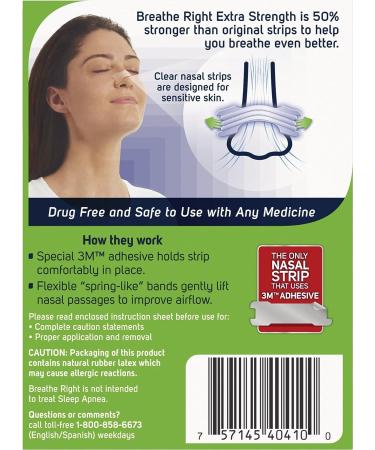 Breathe Right Extra Strength Clear Nasal Strips - 44 Count, Drug-Free Relief for Nasal Congestion, Allergies & Snoring - Buy Online on GoSupps.com