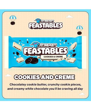  Feastables Feastables MrBeast Cookies & Cream White chocolate with cookie pieces Box of 10 Ideal as a gift (10 x 60 g) - Buy Online on GoSupps.com