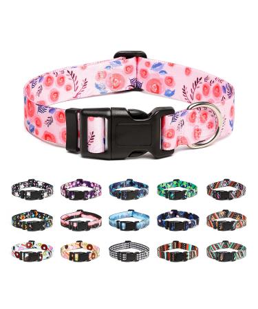 Mercano dog collar adjustable soft nylon comfort & robust patterned dog collar for small medium -sized dog puppies (m rose) m rose - Buy Online on GoSupps.com