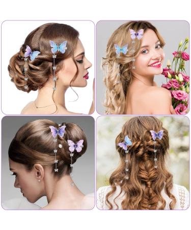 Shop Wllhyf 8-Piece Butterfly Hair Clip Set | Cute Rhinestone Pins & Removable Tassels for Women & Girls | Stylish Hair Accessories - Buy Online on GoSupps.com