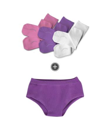 SmartKnitKIDS Seamless Sensory-Friendly Sensitivity Socks 3 Pack and Girls' Boy Cut Style Seamless Undies (Pink/Purple/White 2X-Large & Purple Medium)