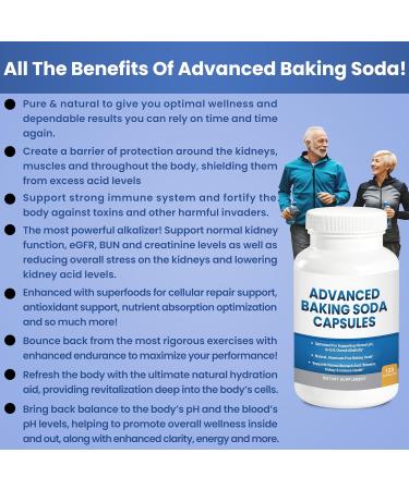 Advanced Baking Soda Capsules: Organic Use Aluminum Free Baking Soda w/Superfoods to Support Kidneys Stomach Acid Alkalinity Immune Antacid Health & Wellness Organic Use - Buy Online on GoSupps.com