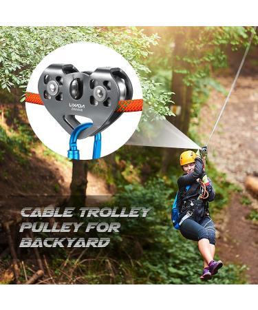 Lixada 30KN Tandem Speed Zip Line Pulley for Cable Backyard Zipline - Holds Up to 6700lbs - Grey | Perfect for Hauling, Rigging, and Commercial Use - Buy Online on GoSupps.com
