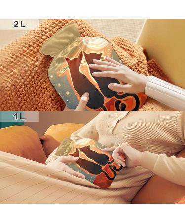 Hot Water Bottle 2L with Cover - Cats in the Moonlight | Pain Relief & Winter Hand Feet Warmer - Buy Online on GoSupps.com