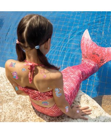 Whaline Mermaid Temporary Tattoos for Kids - Glitter Mermaid Waterproof Body Stickers - Ocean Theme Party Decoration - 8 Sheets - Buy Online on GoSupps.com