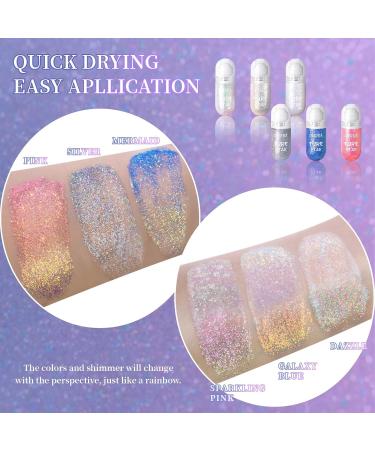 Pheral Roll-On Body Glitter Gel | Mermaid Makeup & Festival Rave Accessories | Holographic Hair Glitter & Face Paint | Sparkle Body Shimmer for Halloween & Rave Parties (01 Dazzle) - Buy Online on GoSupps.com