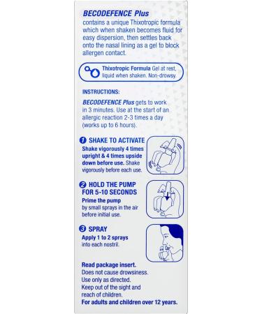 Becodefence Plus Nasal Spray 20ml - Fast-Acting Relief in 3 Minutes, Non-Drowsy Formula, 120 Sprays - Allergy Protection (Pack of 1) - Buy Online on GoSupps.com