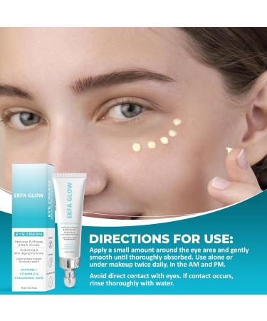 Ekfa Glow Caffeine Eye Cream for Dark Circles & Puffiness Vitamin C + Hyaluronic Acid Anti-Aging Under Eye Cream for Women Hydrating & Brightening 15ml - Buy Online on GoSupps.com