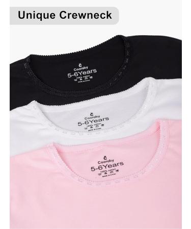 Cooraby 3 Pack Girls' Cotton Long Sleeve Thermal Tops with Lace - 4T Black White Light Pink - Buy Online on GoSupps.com