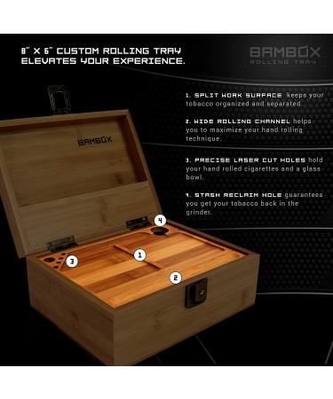 BAMBOX Stash Box with Rolling Tray, Smell Proof Containers, Wooden Locking Storage for Grinders, Papers, and Accessories - Buy Online on GoSupps.com