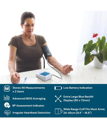 BIOS Diagnostic Blood Pressure Monitor - Easy Read Easy to use Accurate Readings Extra Large Blue Backlit Screen 2 Users 90 memory Home Use The #1 Canadian Blood Pressure Manufacturer* - Buy Online on GoSupps.com