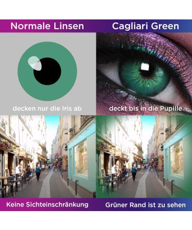 Colored Monthly Contact Lenses - Cagliari Green - Soft Hydrogel 0.0 Dioptria Includes Lens Container - 2 Pieces - Buy Online on GoSupps.com
