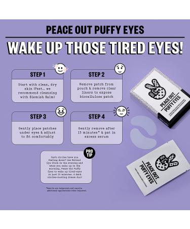 PEACE OUT Skincare Puffy Eyes | Biocellulose Under-Eye Patches for Puffiness & Dark Circles | Caffeine & Niacinamide (6 pairs) - Buy Online on GoSupps.com