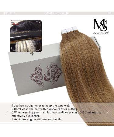 Shop Moresoo Real Hair Tape Extensions - Brown #17 20 Inch 20pcs/50g - Premium Tape in Human Hair Weft for Natural Look - Buy Online on GoSupps.com