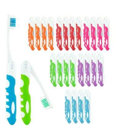 Bulk Travel Toothbrushes, Individually Wrapped Portable Toothbrush, Manual Disposable Travel Toothbrush Set for Adults, Medium Soft Large Head, Multi Color Travel Toothbrush Kit (50 Pack-Medium) 50 Count (Pack of 1) Foldin…