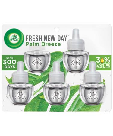 Air Wick Plug in Scented Oil Refill, 5 ct, Fresh New Day Palm Breeze, Air Freshener, Essential Oils Fresh New Day Palm Breeze 5 Count (Pack of 1)