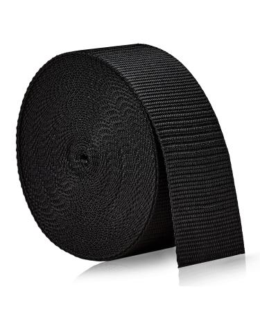 Tinup Webbing 2 Inch Polypropylene Webbing Black Heavyweight- Heavy Duty Poly Strapping for Outdoor DIY Gear Repair, Crafts, Pet Collars black Nylon 1" x 10 yards