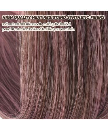 BARSDAR 76cm Braided Ponytail Extension - Natural Soft Synthetic Hair Brown Ombre Pink - DIY Hair Accessory for Women - Buy Online on GoSupps.com