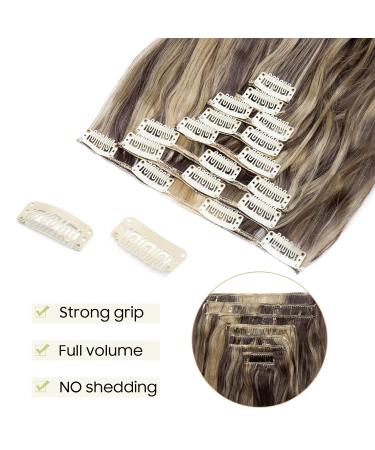 Buy S-noilite Clip-In Hair Extensions - 8PC Partial Set 18 Clips 60cm Dark Brown & Ash Blonde - Natural Look for Effortless Style - Buy Online on GoSupps.com