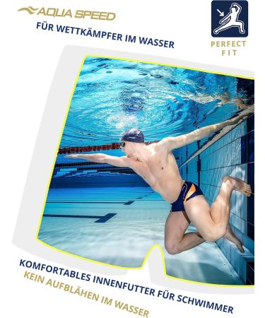 Aqua Speed Men's Swimming Trunks | Competition Swimwear | UV Protection Training Swimwear | Box Bath Shorts for Boys | Black/Gray/Fluo Yellow M - Buy Online on GoSupps.com