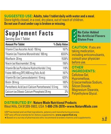 Nature Made Super B Complex with Vitamin C & Folic Acid - Immune Support Supplement 360 Tablets for 360-Day Supply - Buy Online on GoSupps.com