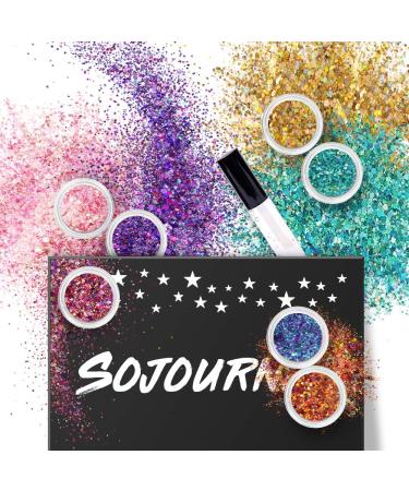 Holographic Body Glitter Set - 16 Colors + Glitter Glue for Makeup & Crafts - Buy Online on GoSupps.com