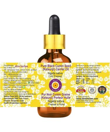 Buy Dev Herbes Pure Black Cumin Seed Oil (Kalaunji) 100ml - Cold-Pressed Nigella Sativa Carrier Oil with Glass Dripper for Natural Therapeutic Benefits - Buy Online on GoSupps.com