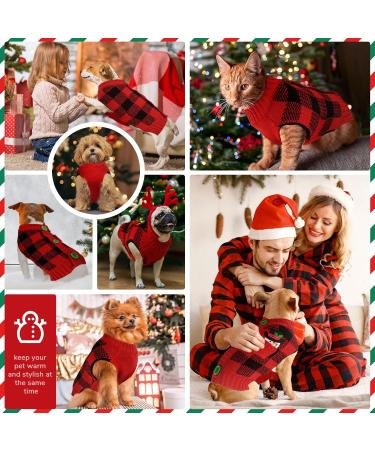 Abrrlo Christmas Dog Sweater - Warm Red-Black Checkered Sweater for Small & Medium Dogs - Buy Online on GoSupps.com