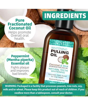 Coconut Pulling Oil - 120ml Mint Mouthwash | Natural Alcohol-Free Teeth Whitening & Gum Health | Includes Tongue Scraper - Buy Online on GoSupps.com
