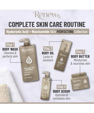 RENEW RX Hyaluronic Acid + Niacinamide Moisturizing Body Oil Deep Hydration & Skin Care Skin Perfecting Vegan Skincare 10 fl oz - Buy Online on GoSupps.com