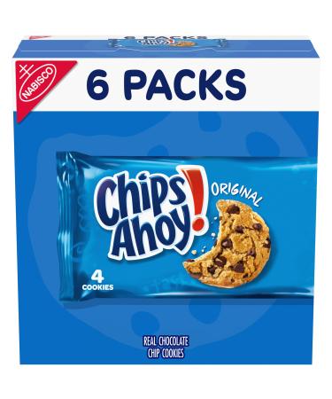 CHIPS AHOY! Original Chocolate Chip Cookies, 6 Total Snack Packs (4 Cookies Per Pack) 24 Count (Pack of 1)
