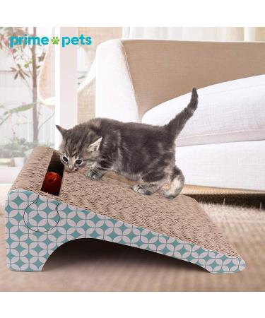PrimePets 2-in-1 Cat Scratcher Cardboard with Ball | Removable Cat Scratching Pad | Corrugated Scratch Lounge Sofa Refill | Catnip Included - Buy Online on GoSupps.com