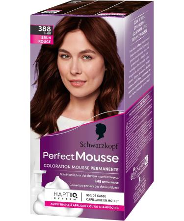 Schwarzkopf - Perfect Mousse - Hair Color - Permanent Mousse without Ammonia - Care Mask 96% ingredients of natural origin - Brown Red 388 1 ml (Pack of 1) - Buy Online on GoSupps.com
