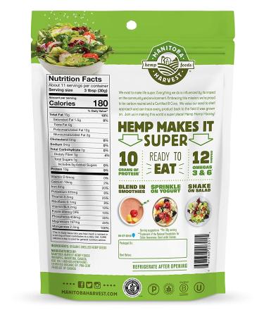 Manitoba Harvest Organic Hemp Hearts - Nutty Flavor Shelled Hemp Seeds 12 oz - Buy Online on GoSupps.com