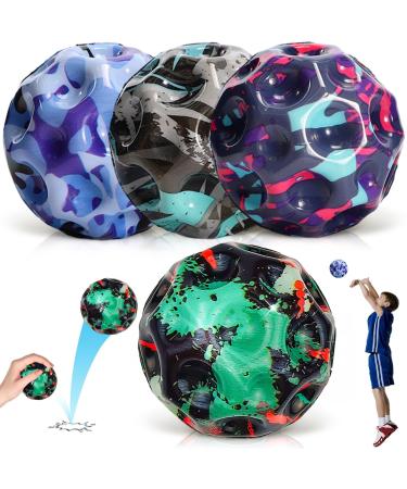 Livestn 4 pieces astro jump ball high bounce hole ball make a banging noise space ball moonball lavall toys planet bouncy balls for outdoor children (a)