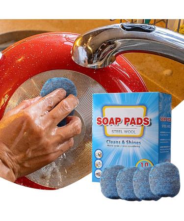 Shakven Steel Wool Soap Scrubbing Pads - Kitchen Pre-Soaped Scrubber Pad Grease Cleaning Brush Steel Wool Soap Pads Brush for Dishes Pots Pans - Buy Online on GoSupps.com