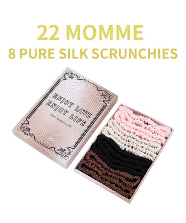 8-Piece 100% Pure Mulberry Silk Hair Tie Set for Women & Girls - Perfect for Curly Thick & Thin Hair | Cute Black Satin Sleep Hair Accessories - Buy Online on GoSupps.com