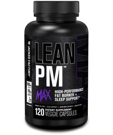Jacked Factory Lean PM Max - High-Performance Weight Loss Sleep Support Fat Burner & Appetite Suppressant for Men and Women w/Melatonin Magnesium Carnipure & Ashwagandha - 120 Diet Pills