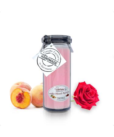 Lumely fragrance candles in the glass by candle factory (mini -jumbo white peach & rose blossom) - up to 70h burning time made of 100% vegetable wax - candle vegan fragrant decorative relaxation candle mini jumbo white peach & rose blossom
