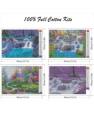 4 Pack Stamped Cross Stitch Kits for Adults - DIY Landscape Embroidery Needlepoint Kit - 12x16inch Home Decor Cross Stitch Set - Buy Online on GoSupps.com
